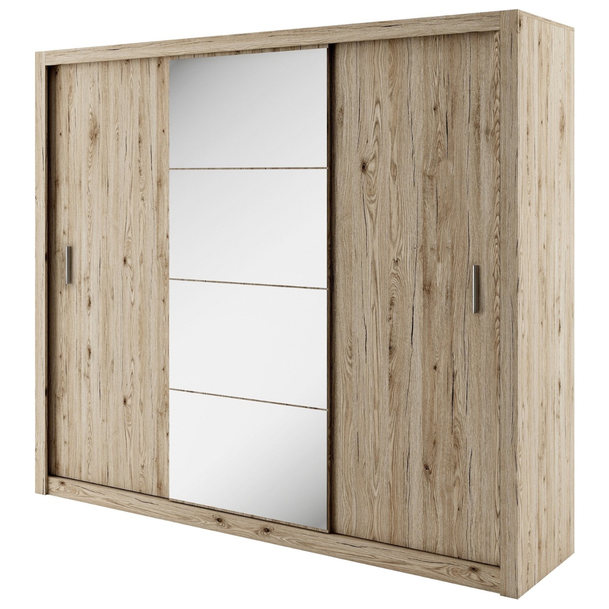 INNISFAIL 3 Door Mirrored Sliding Wardrobe Oak - 250cm