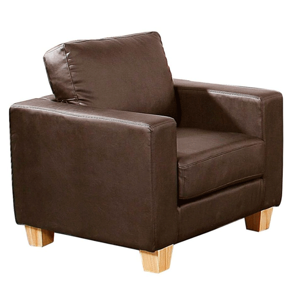 Buxton Chesterfield Single Seater Sofa Suite in PU Leather - Brown