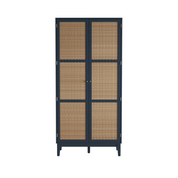 BATON 2 Door Rattan Wardrobe Blue - 85cm