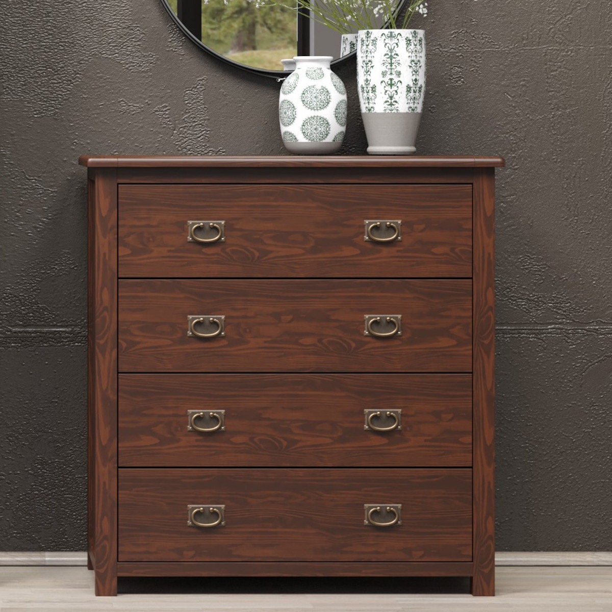 BRADFORD Pine Finish Chest of Drawers - Medium-sized, 4 Drawers