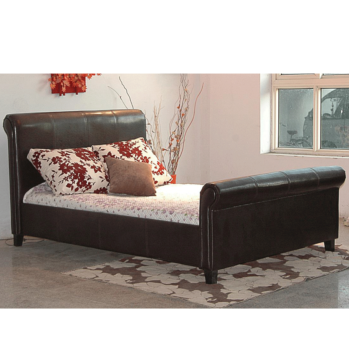 Zinck Classic Leather Effect Bed Frame Timeless Elegance in Brown - Double 4ft6