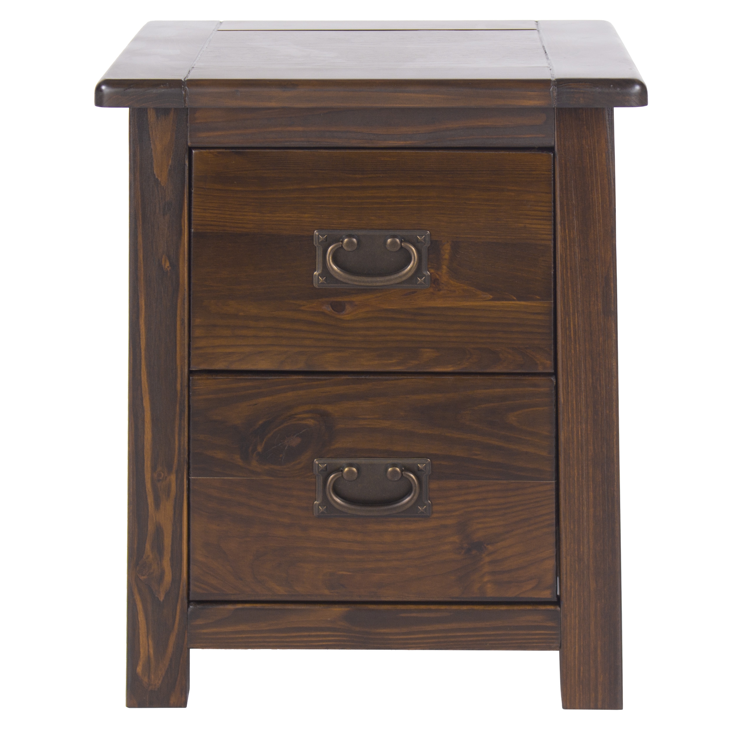 Bedside Table - BOSTON 2 Drawer Nightstand Antique Pine 45cm
