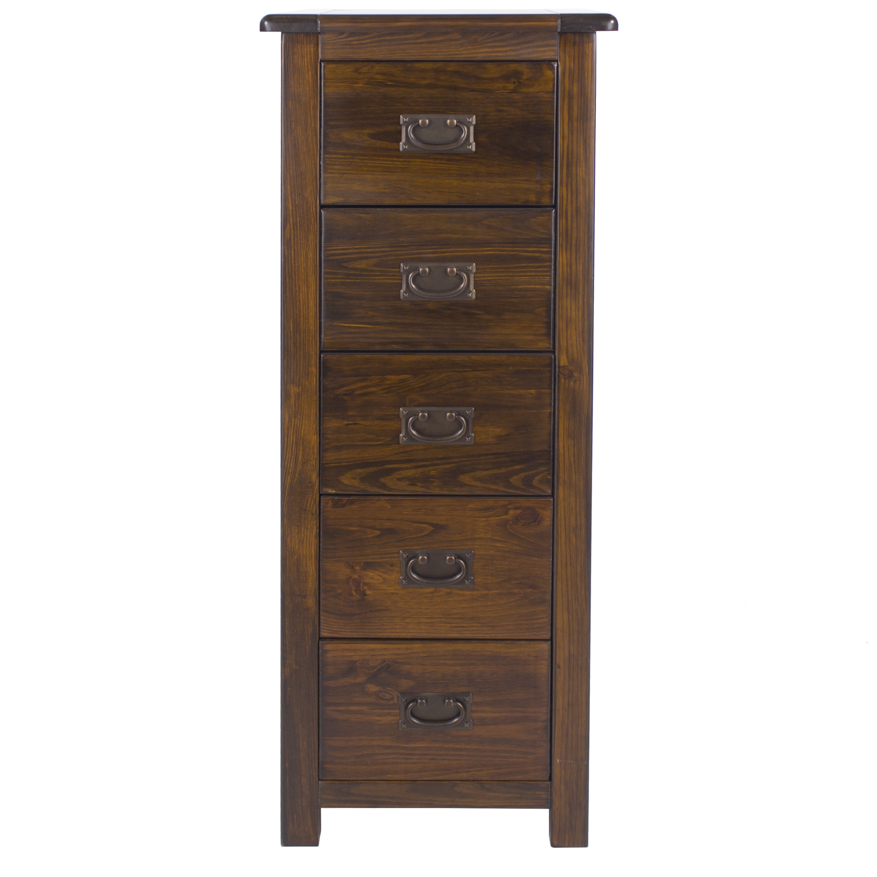 BRADFORD Pine Finish Chest of Drawers - Tallboy, Medium-sized, 5 Drawers