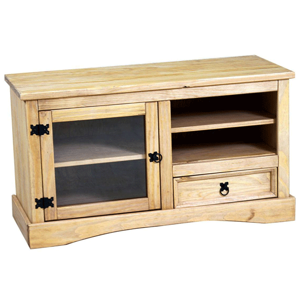 Waltham Solid Waxed Light Pine Wood Entertainment Unit - Natural