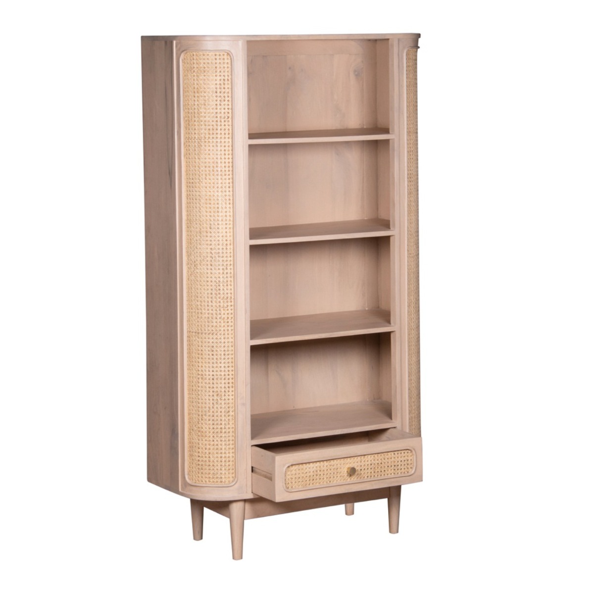 Roberts Cane & Mango Wood Bookcase with Drawer