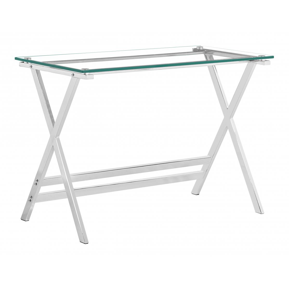 Helston X-Shaped Metal Frame with Glass Top On Console Table