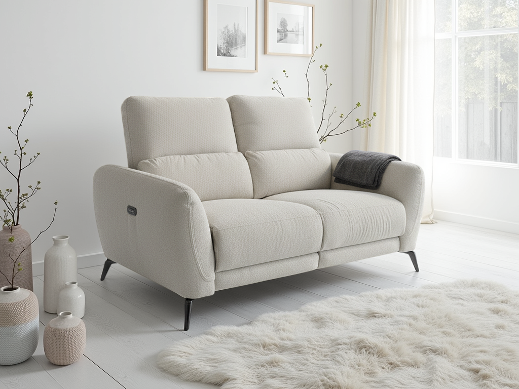 ESVIRO Fabric 2 Seater Electric Recliner Sofa - Beige