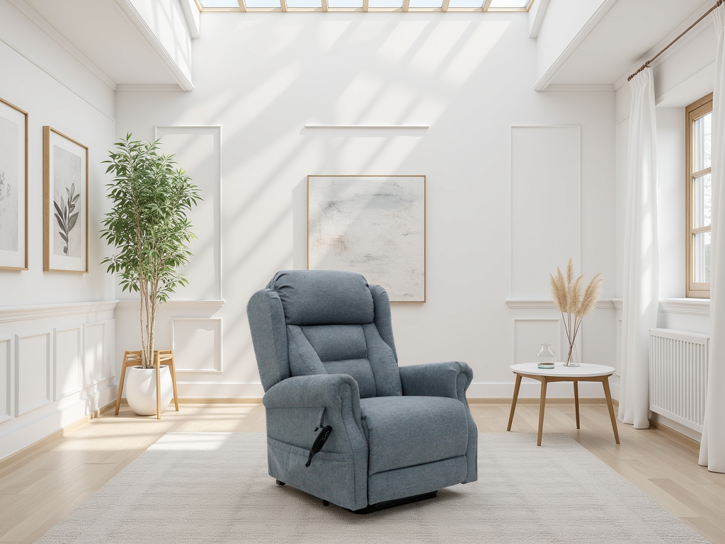 DELVANO Fabric Electric Recliner Armchair - Grey
