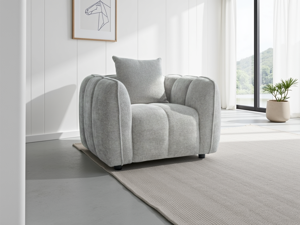 SERINZE Fabric Armchair - Grey