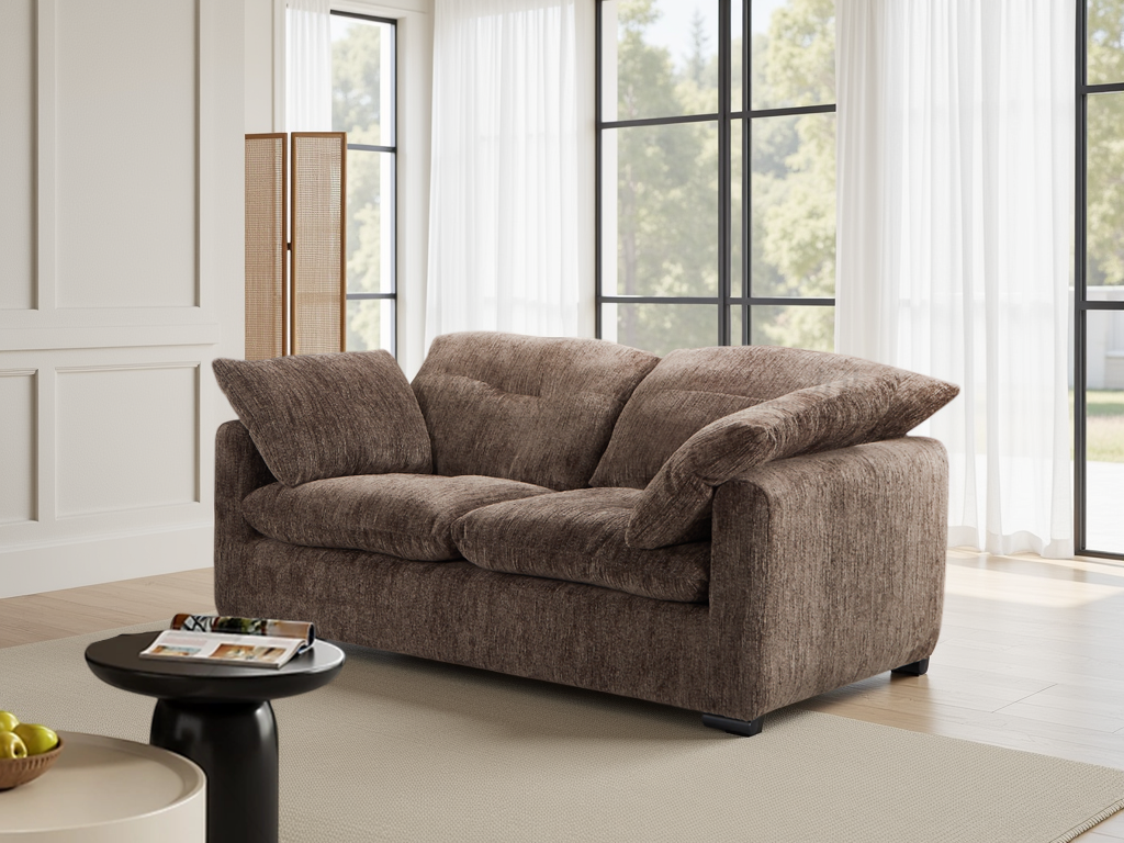 HAWKSTONE Fabric 2 Seater Sofa - Brown