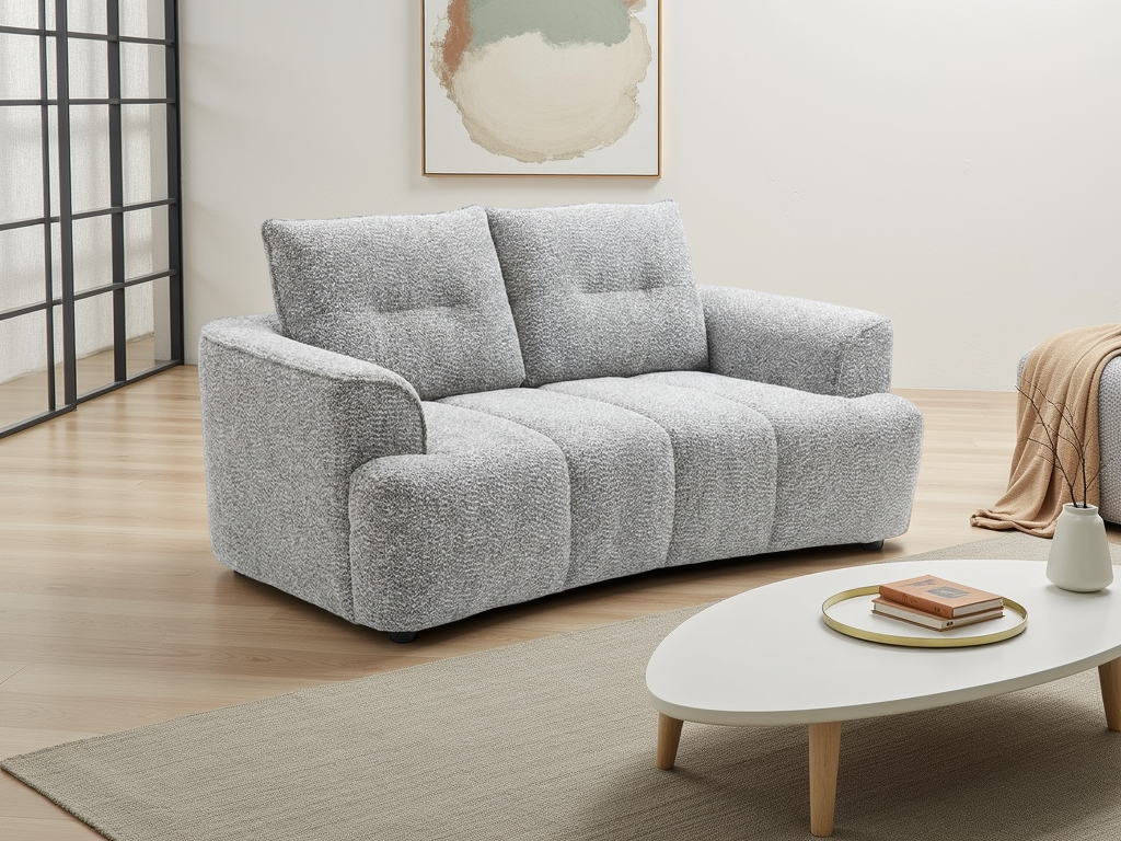 CALVORA Fabric 2 Seater Sofa - Grey
