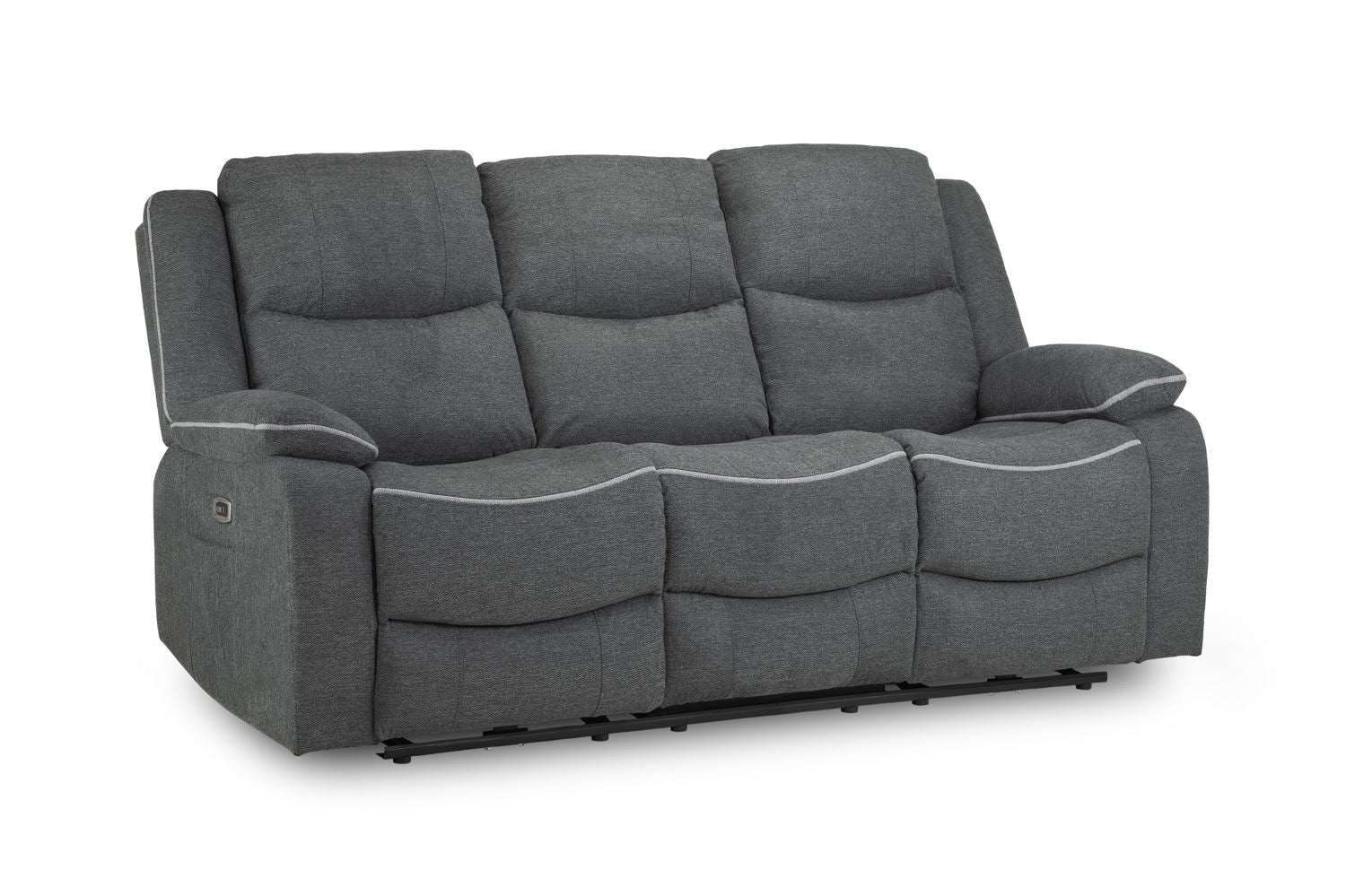 Recliner Sofa - MART Electric Fabric 3 Seater Recliner Sofa Graphite 192cm