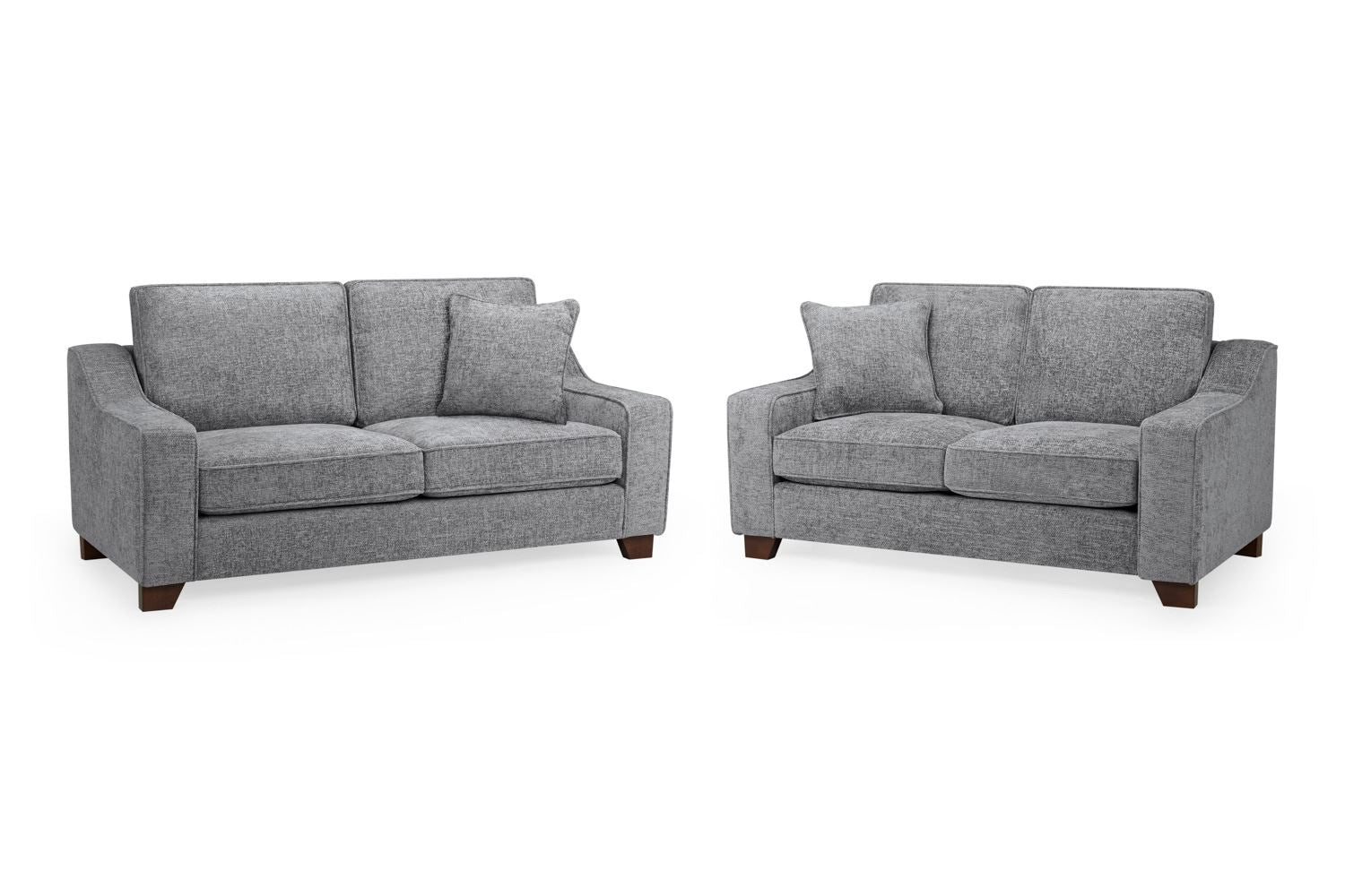 Sofa Set - KAMILA Plush Fabric 3 Seater and 2 Seater Sofa Set Slate 196cm
