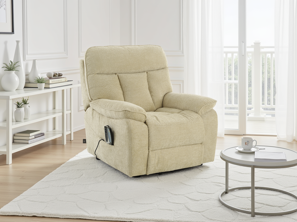 GAVENTO Fabric Rise and Recliner Electric Massage Chair - Beige