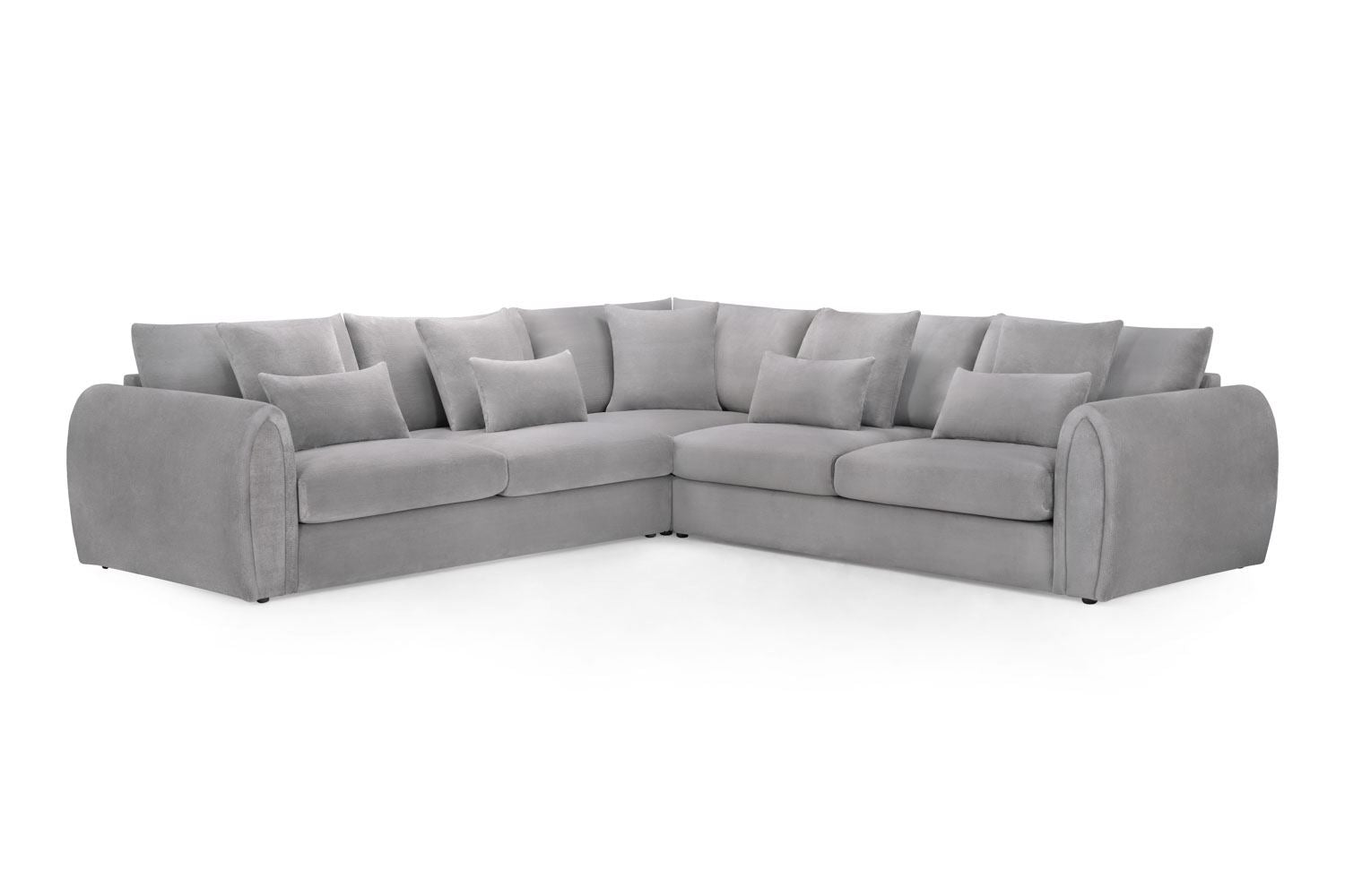 Corner Sofa - ANDREW Velvet Large Corner Sofa Grey 310cm