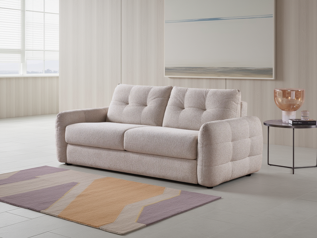 JUVANO Fabric 3 Seater Sofa Bed - Beige