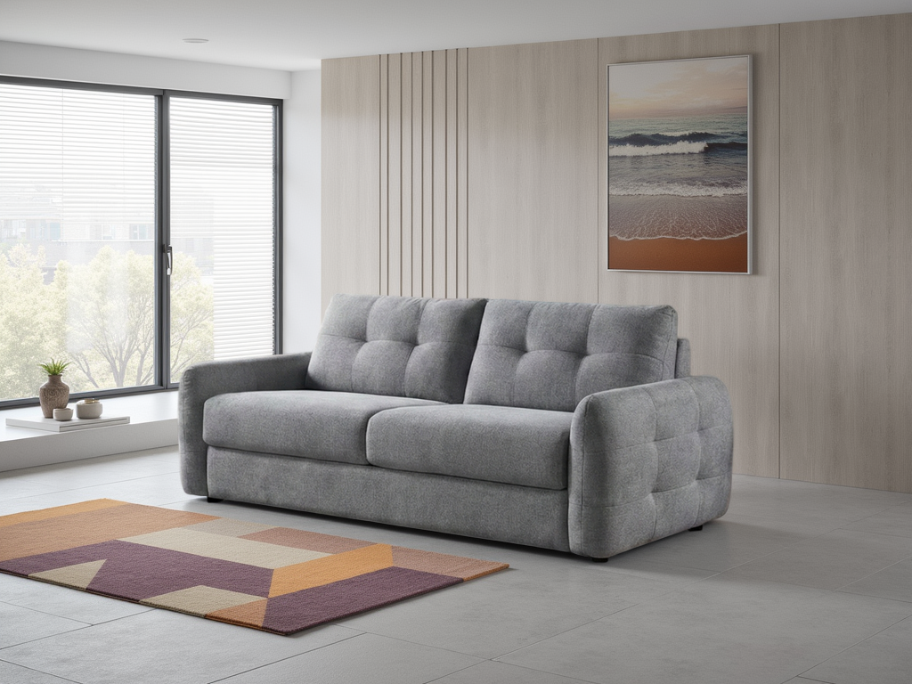 JUVANO Fabric 3 Seater Sofa Bed - Grey