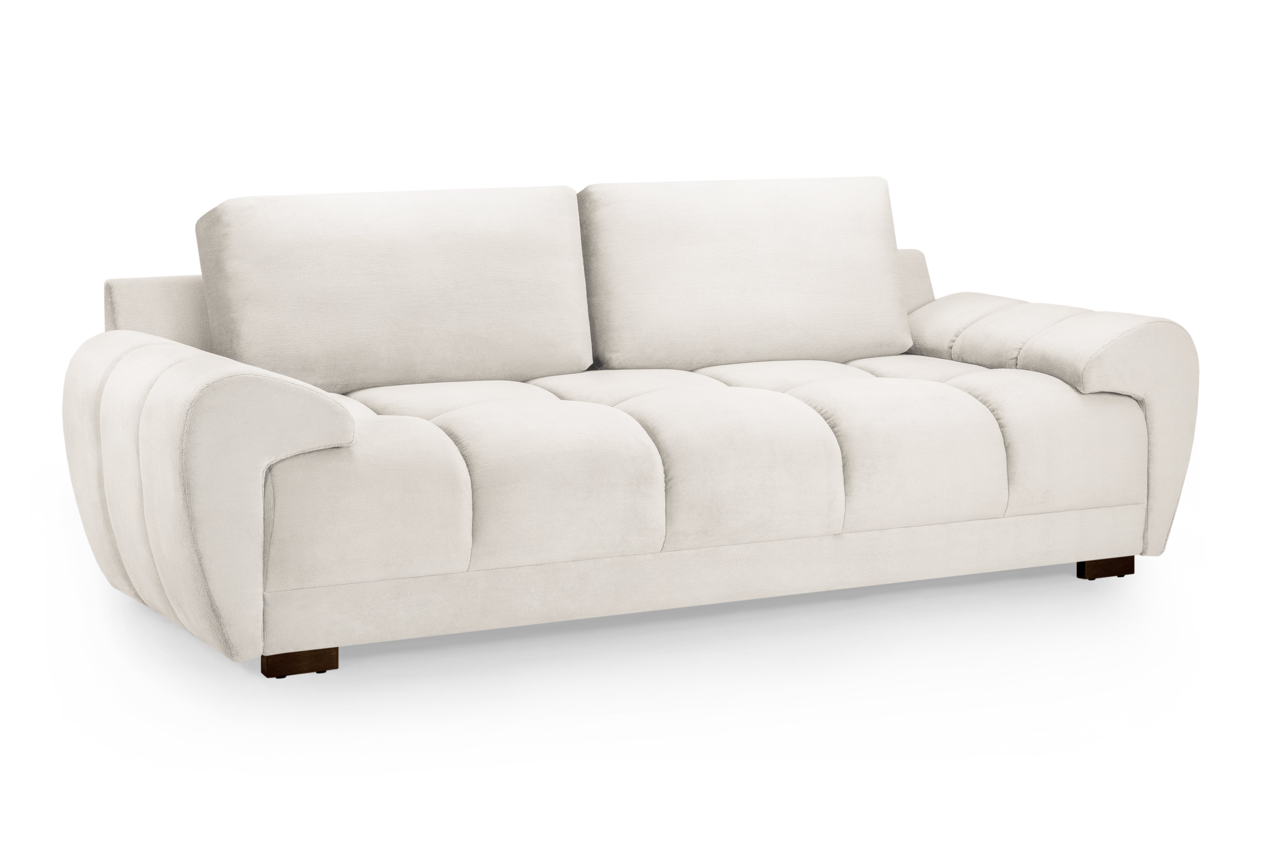 3 Seater Sofa - SUSAN Plush Velvet 3 Seater Sofa Cream 245cm
