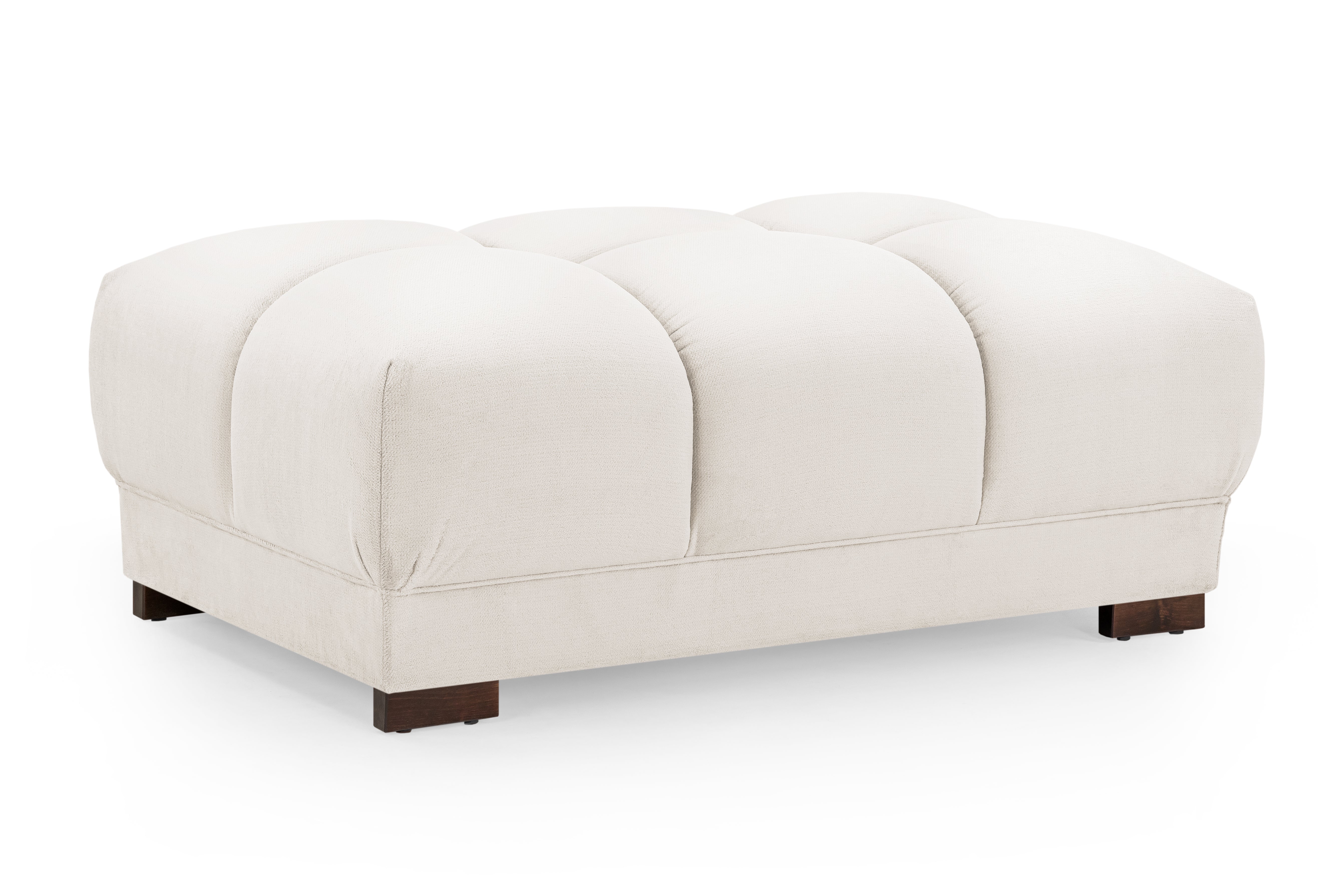Footstool - SUSAN Plush Velvet Foostool Cream 125cm