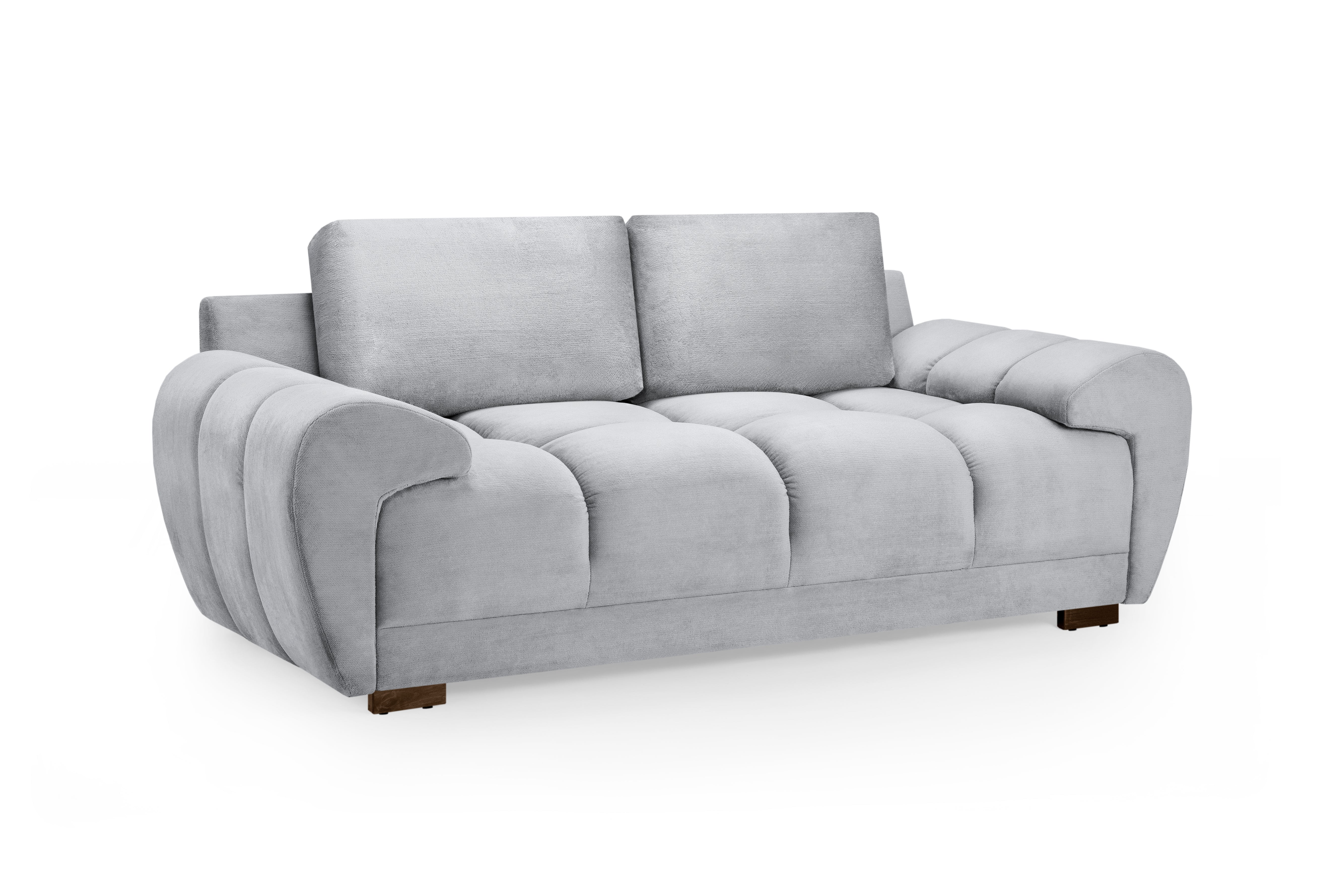2 Seater Sofa - SUSAN Plush Velvet 2 Seater Sofa Grey 205cm