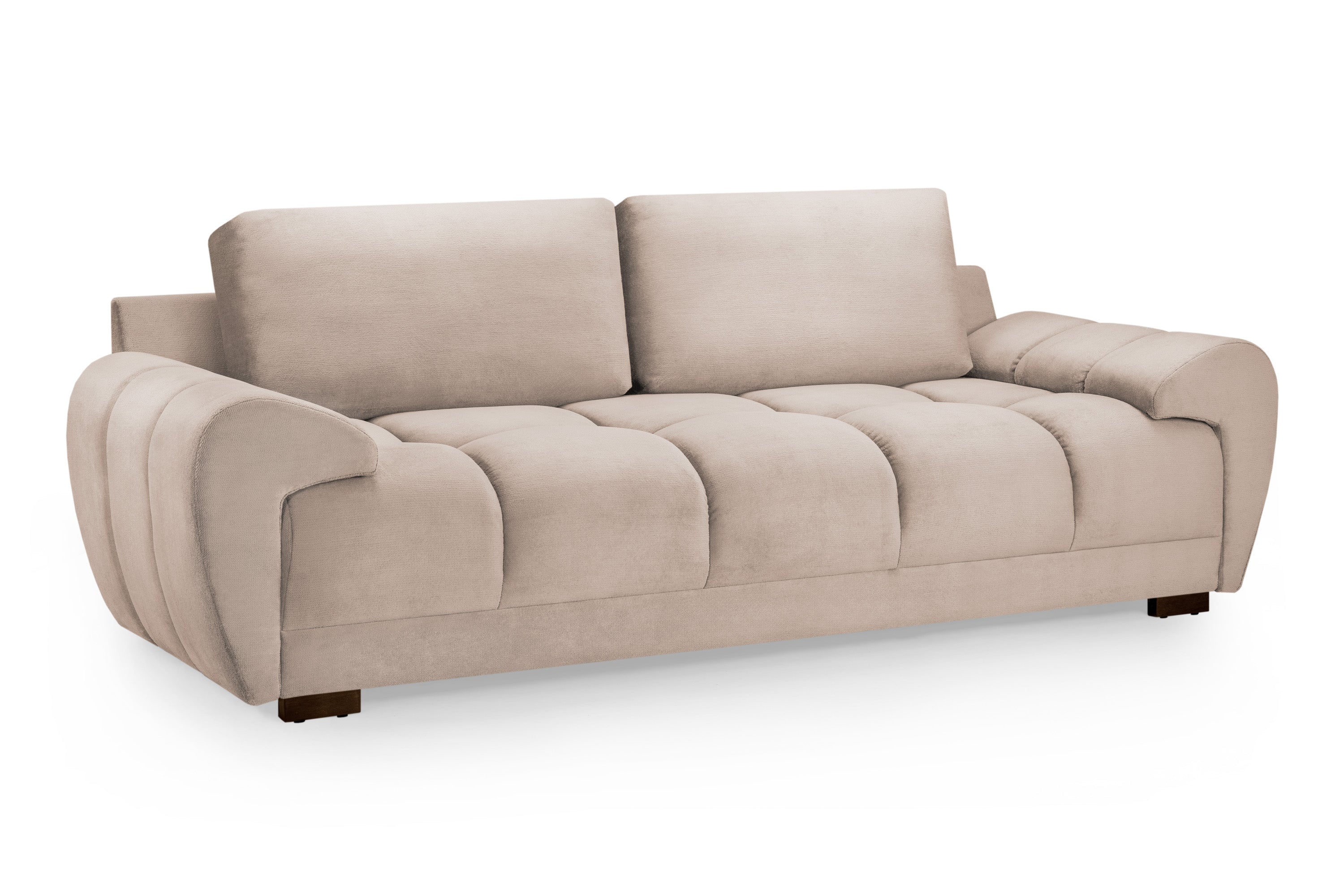 3 Seater Sofa - SUSAN Plush Velvet 3 Seater Sofa Mocha 245cm