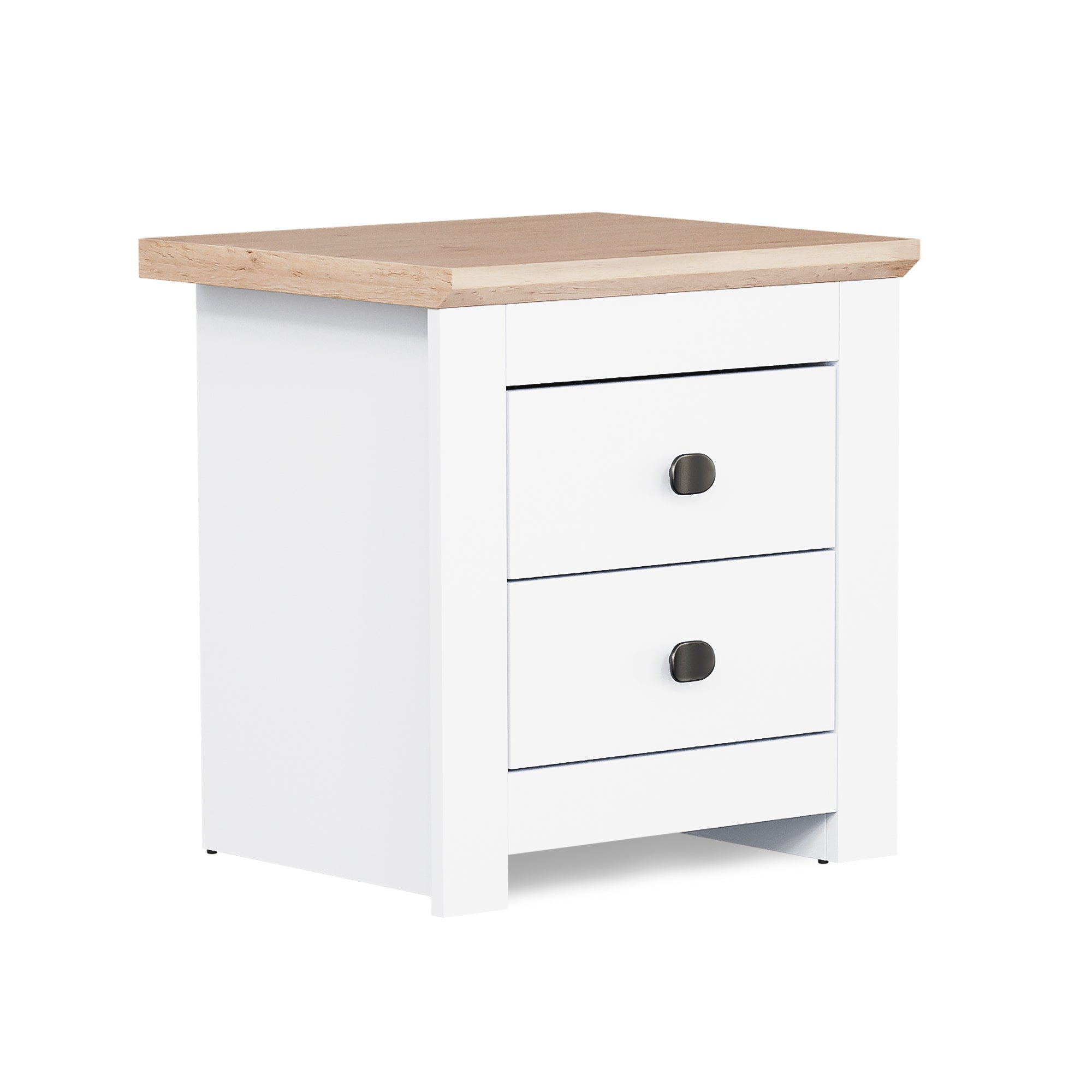 MILANA Bedsite Table with 2 Drawers - White