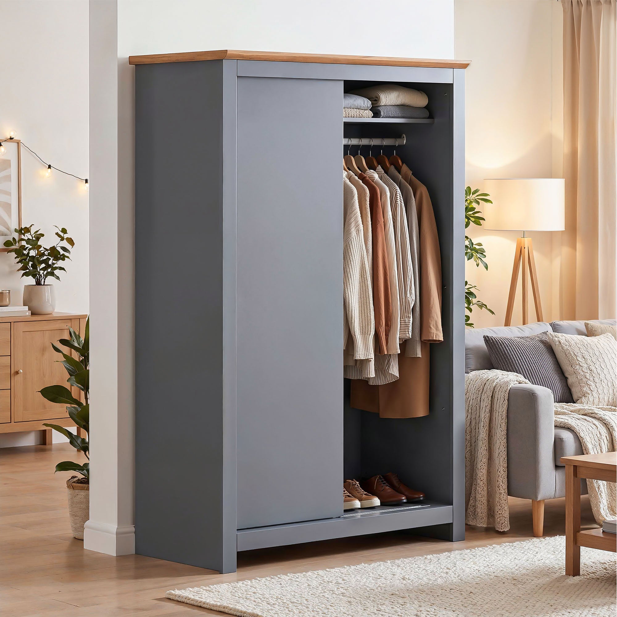MILANA 2 Door Sliding Wardrobe Grey - 115cm