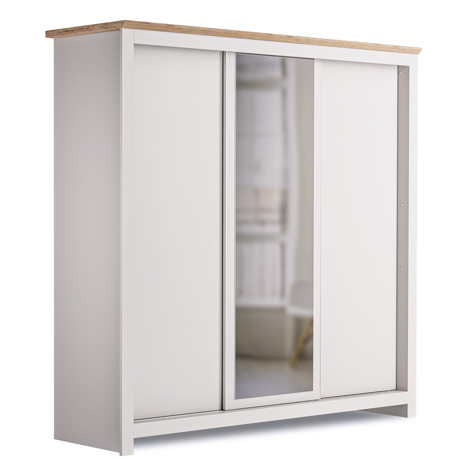 MILANA 3 Door Mirrored Sliding Wardrobe Beige - 180cm