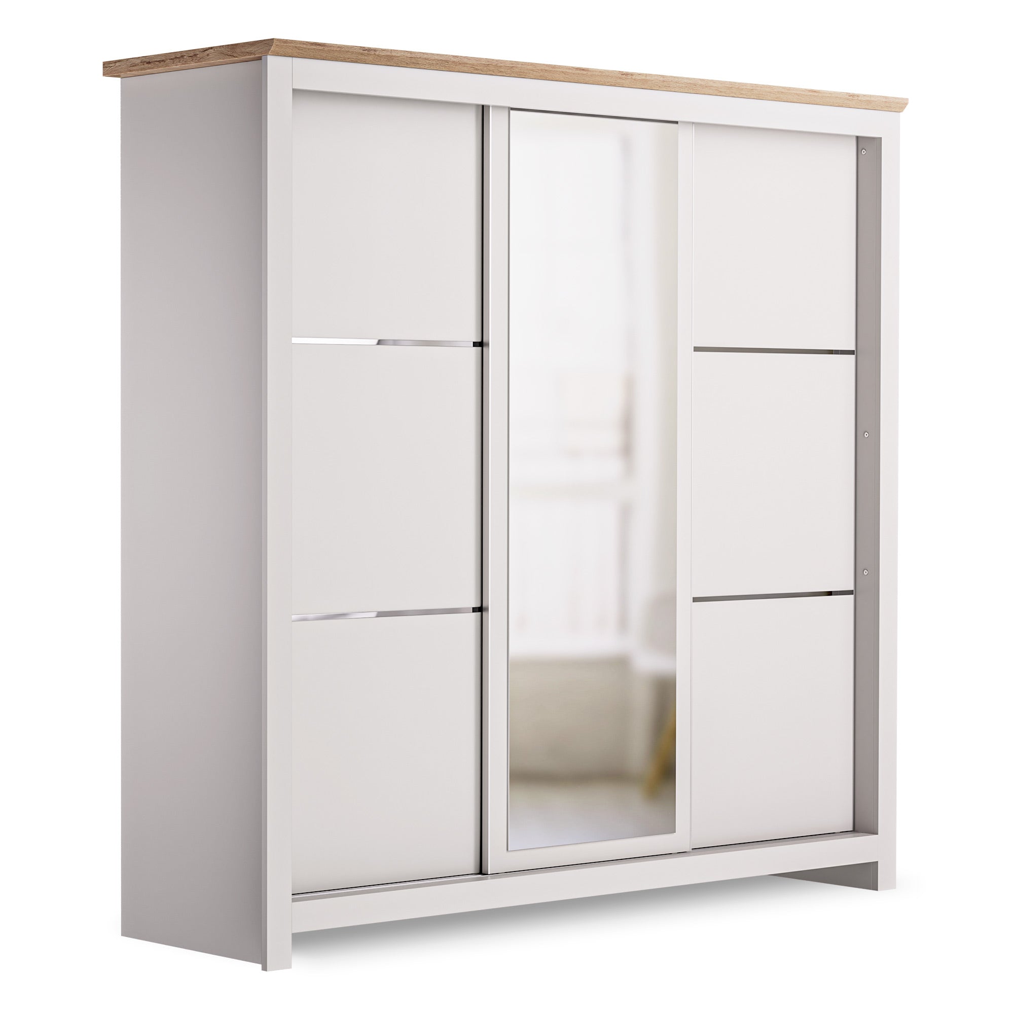 MILANA II 3 Door Mirrored Sliding Wardrobe Beige - 180cm