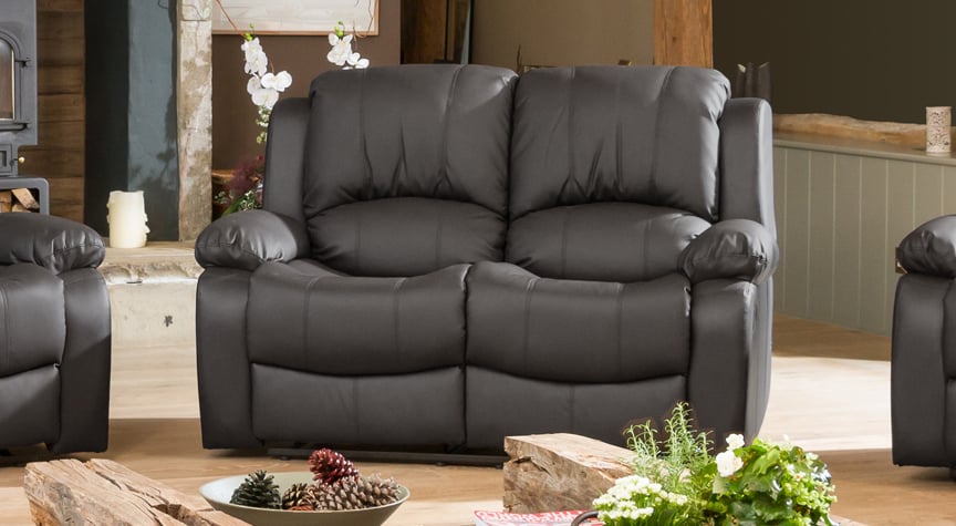 2 Seater Sofa - THERMAVEL Leather Recliner Sofa - Grey