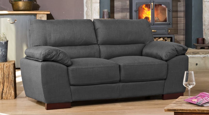 2 Seater Sofa - ARVENA Fabric Sofa - Ash
