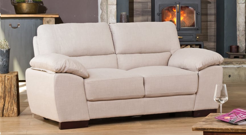 2 Seater Sofa - ARVENA Fabric Sofa - Sand