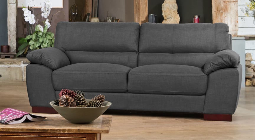 3 Seater Sofa - ARVENA Fabric Sofa - Ash