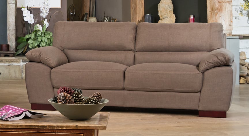 3 Seater Sofa - ARVENA Fabric Sofa - Dark Brown