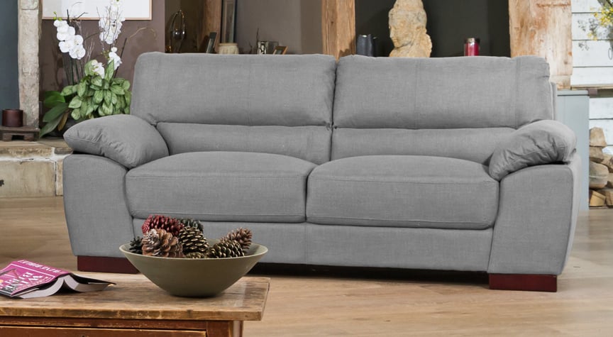 3 Seater Sofa - ARVENA Fabric Sofa - Grey