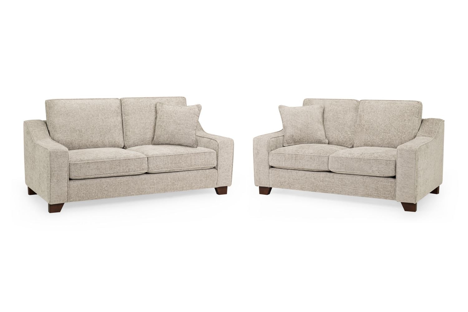 Sofa Set - KAMILA Plush Fabric 3 Seater and 2 Seater Sofa Set Stone 196cm