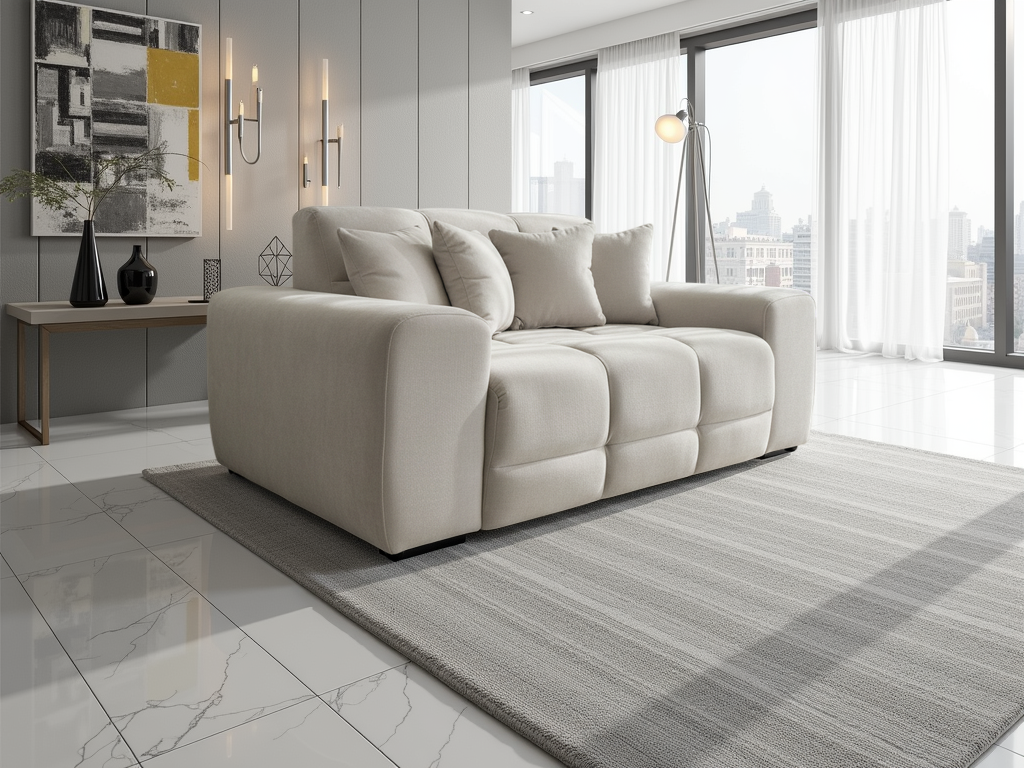 STACIE Fabric 2 Seater Sofa - Natural