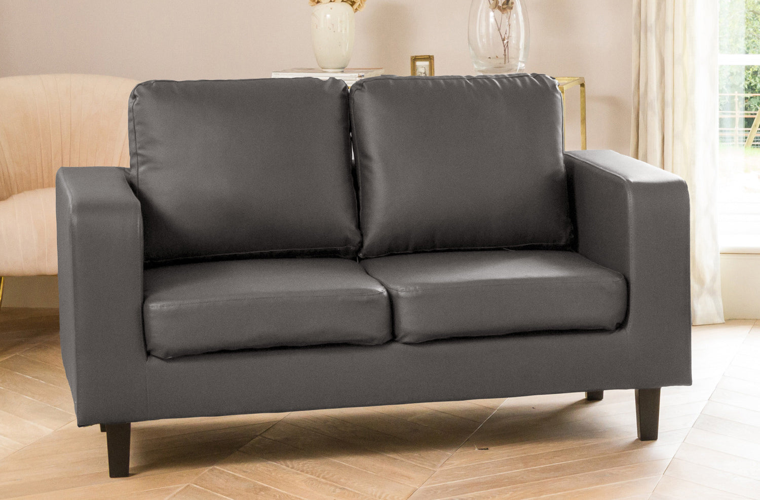 REGNIX Bonded Leather 2 Seater Sofa - Grey