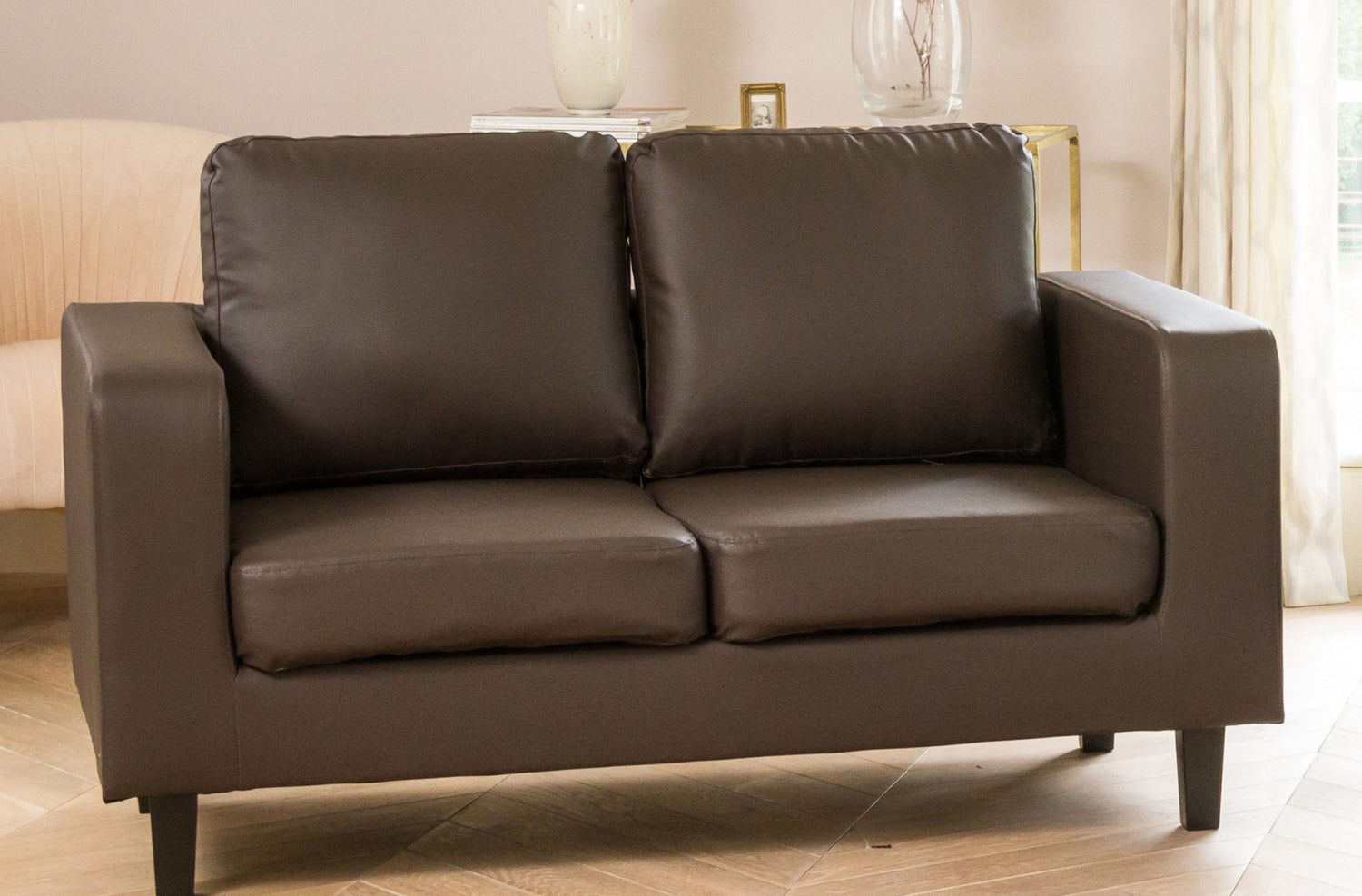 REGNIX Bonded Leather 2 Seater Sofa - Brown