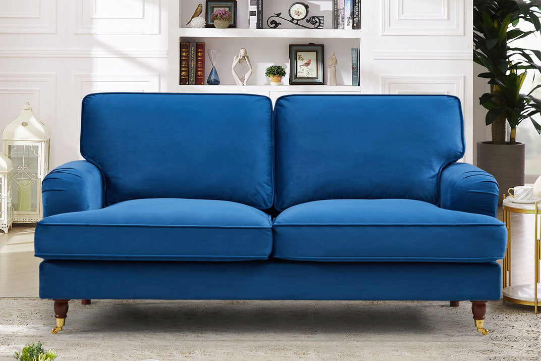 VELARO Velvet 2 Seater Sofa - Blue