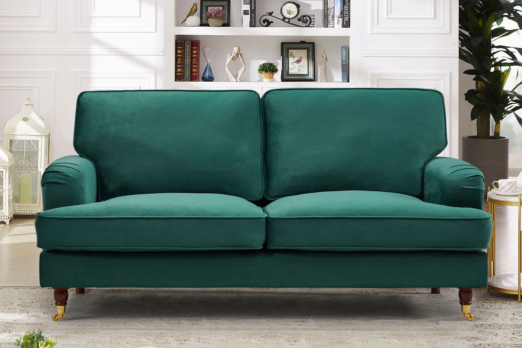 VELARO Velvet 2 Seater Sofa - Green