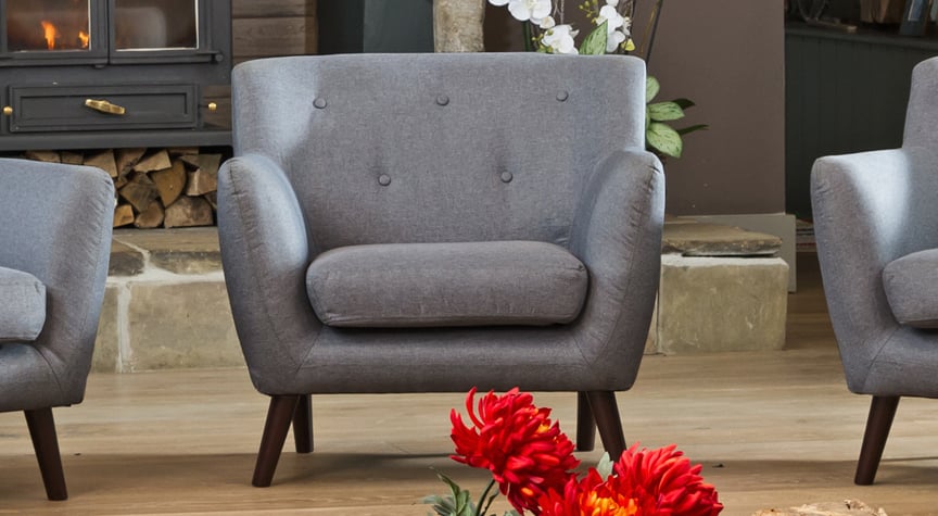 Armchair - ELVERRA Fabric Chair Dark Legs - Dark Grey