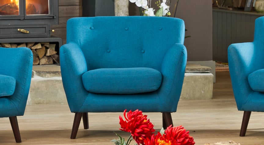 Armchair - ELVERRA Fabric Chair Dark Legs - Teal