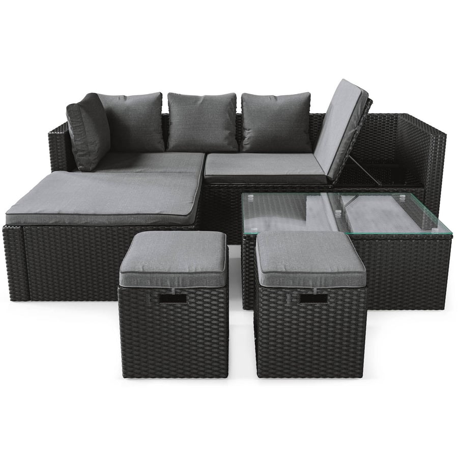 UPHAM Garden Corner Sofa Set - Black with Grey