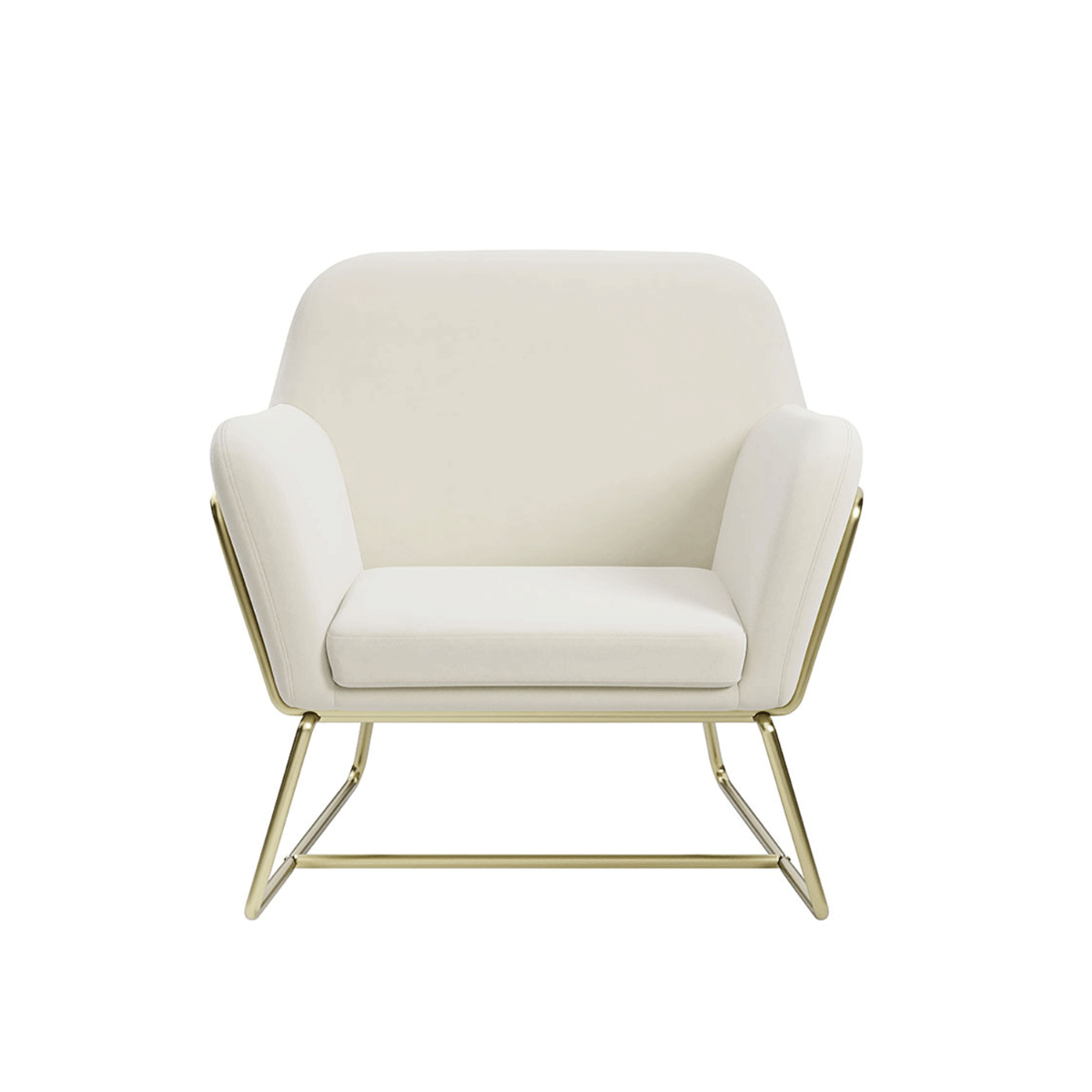 Winchester Armchair With Brushed Gold Legs - Cream Velvet