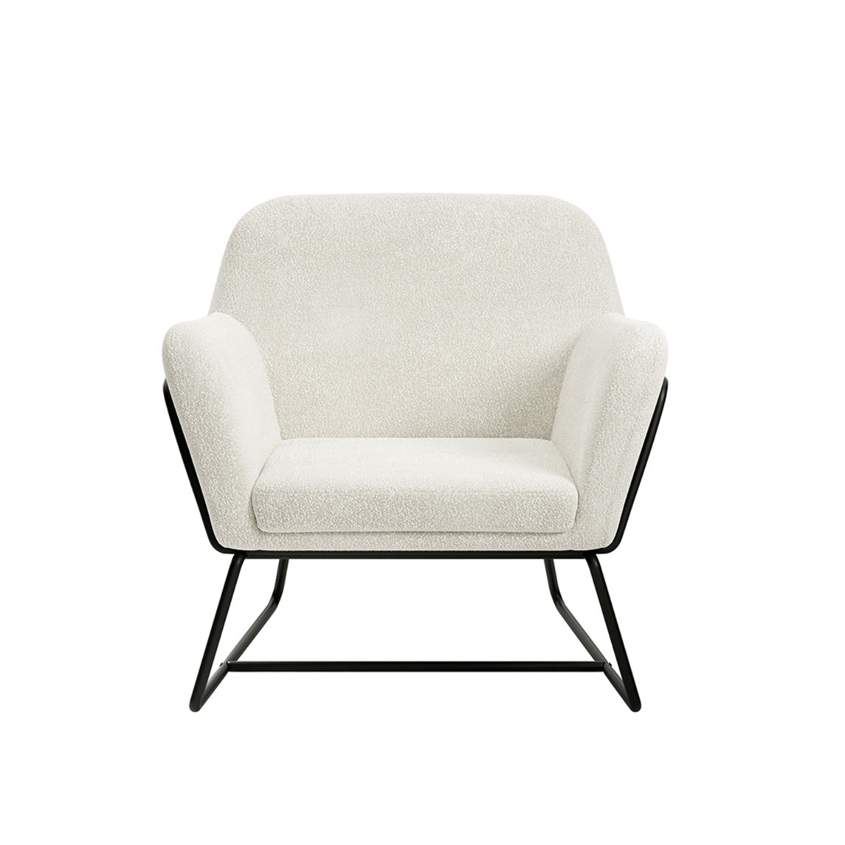 Winchester Armchair with Matte Black Legs - Ivory Boucle