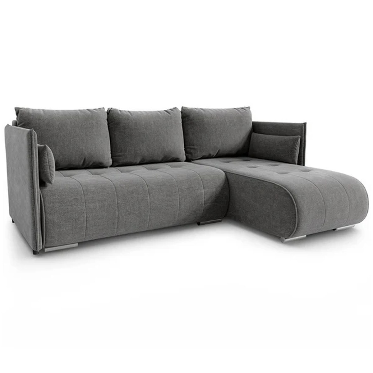 Sofa Bed - CHARLOTTE 3 Seater Corner Sofa Bed Graphite 218cm