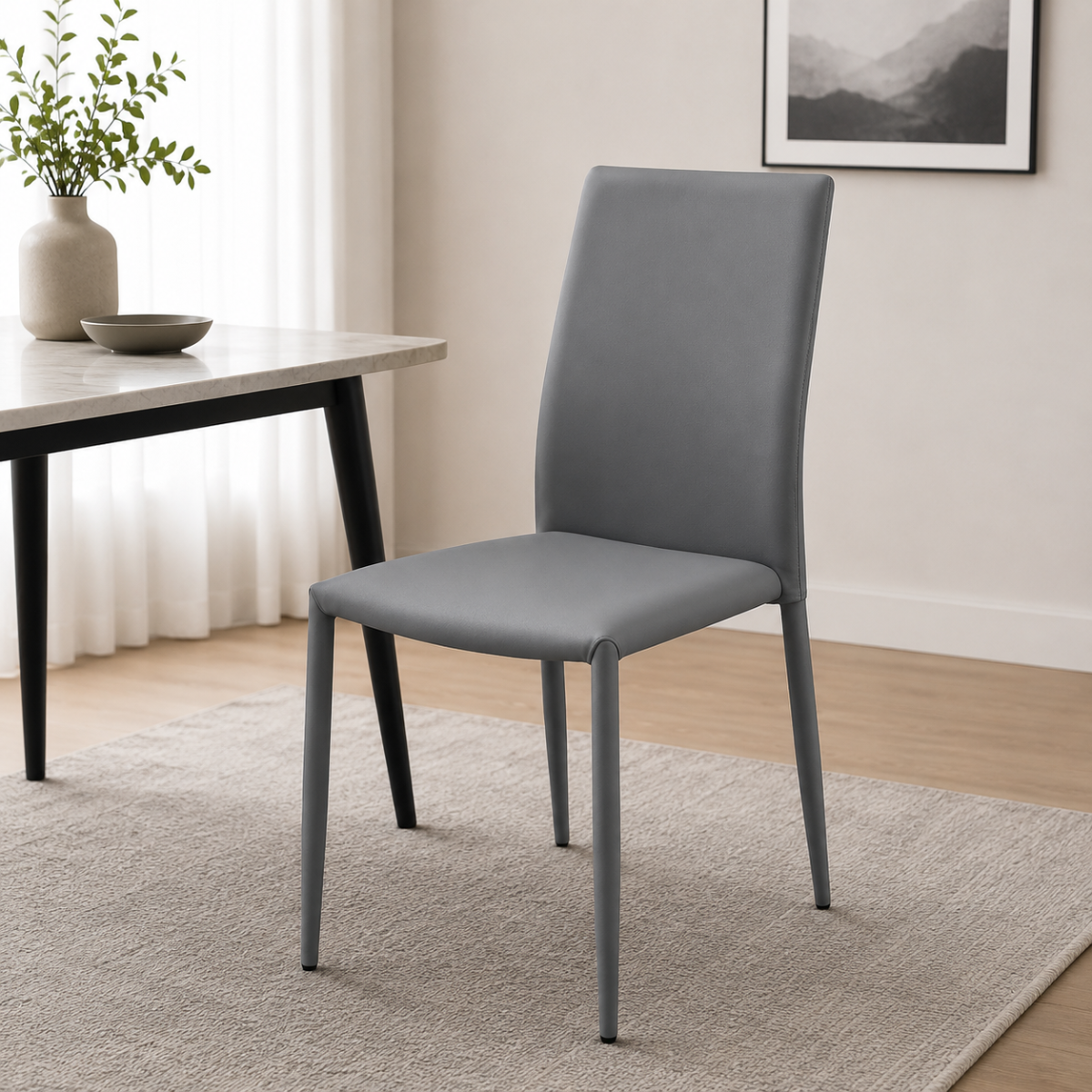 Buxton Leather Style Stackable Dining Chairs Set of 4 - Dark Gary