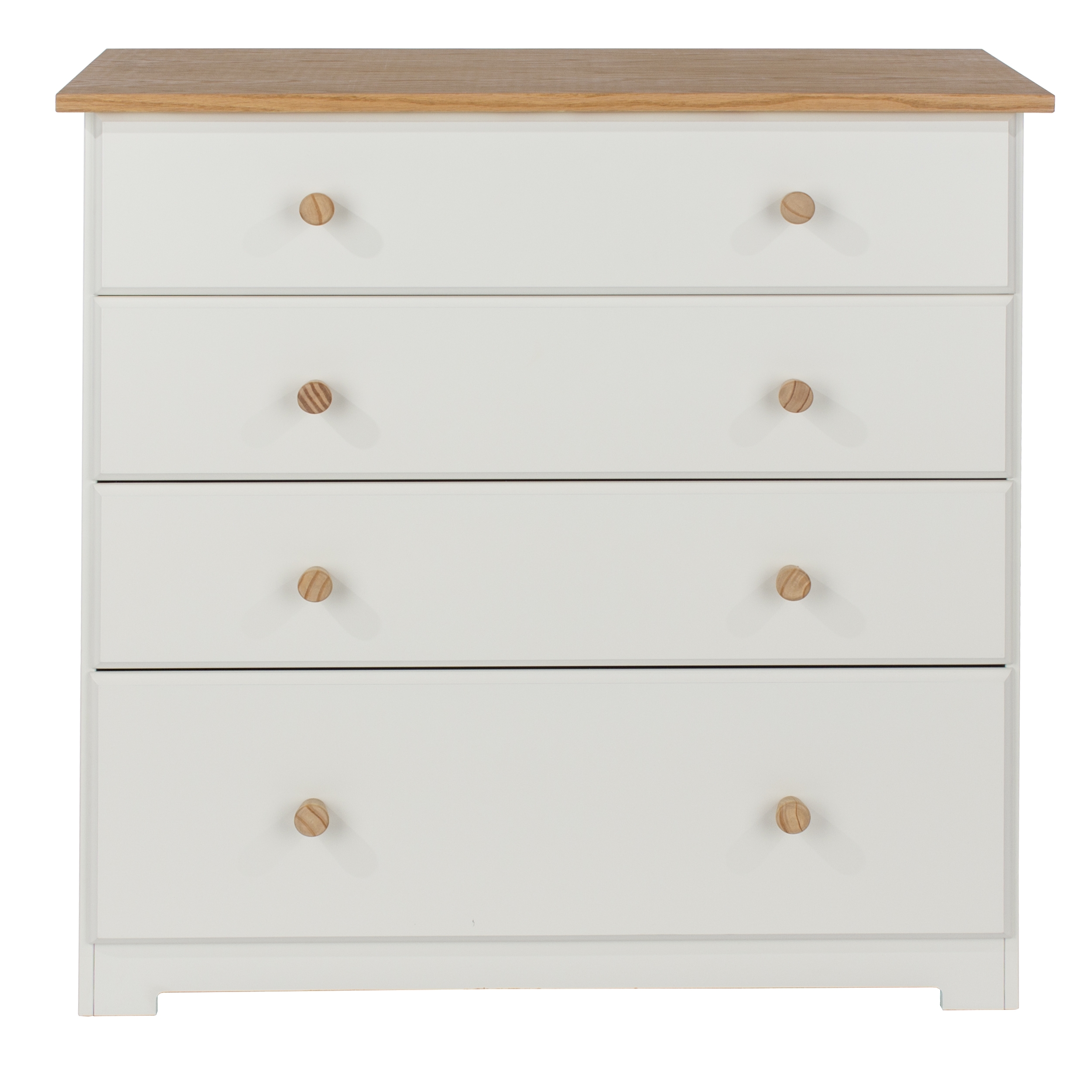 BASILDON White Chest of Drawers - Medium-sized, 4 Drawers