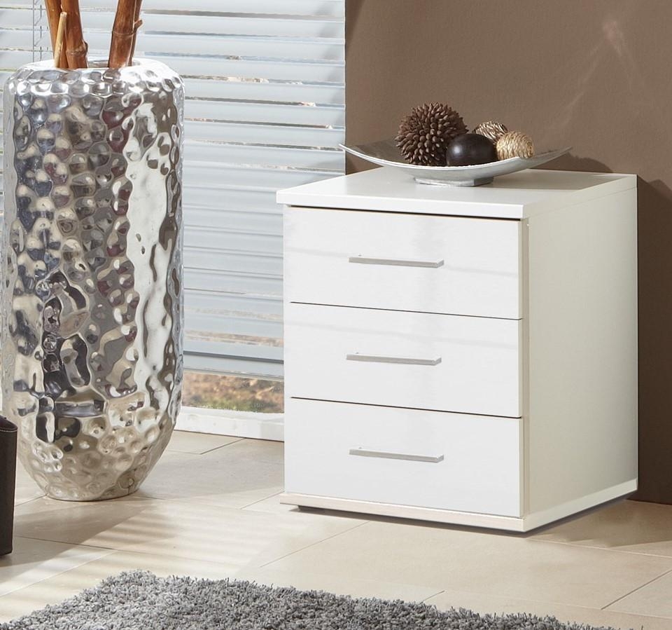 Bedside Table - CLAPPEN 3 Drawer Nightstand White 46cm